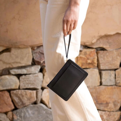 Nisolo GoTo Leather Wristlet Clutch - Accessories > Pouch > Leather-Onyx-Mission Mercantile Leather Goods