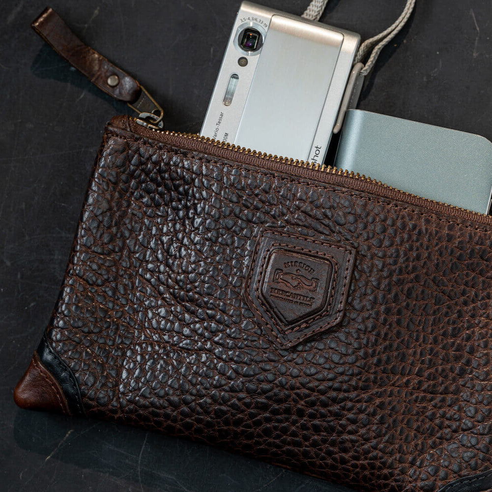 Theodore Leather Zippered Pouch-Accessories > Pouch > Leather-Espresso-Mission Mercantile Leather Goods