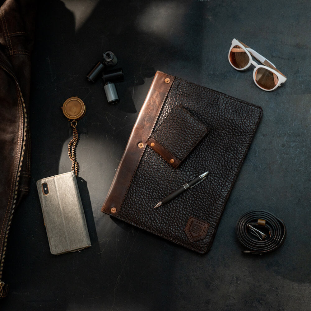Theodore Leather Padfolio-Accessories > Office & Tech > Leather-Espresso-Mission Mercantile Leather Goods