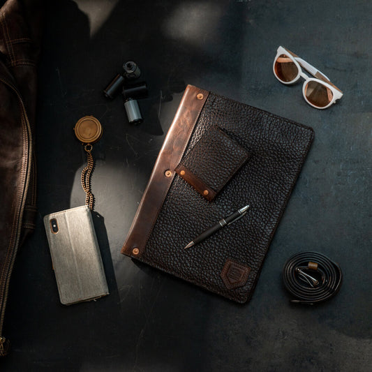 Theodore Leather Padfolio-Accessories > Office & Tech > Leather-Espresso-Mission Mercantile Leather Goods