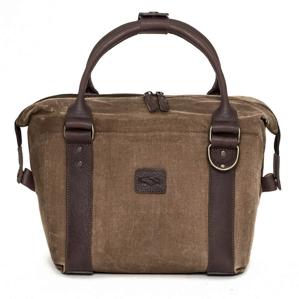 White Wing Waxed Canvas Cooler-Accessories > Beverage Carriers & Coolers > Waxed Canvas-Smoke-Brown-Mission Mercantile Leather Goods