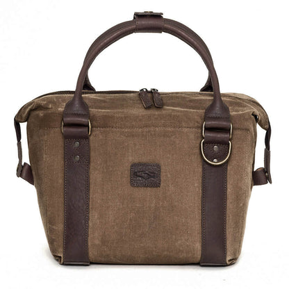 White Wing Waxed Canvas Cooler-Accessories > Beverage Carriers & Coolers > Waxed Canvas-Smoke-Brown-Mission Mercantile Leather Goods