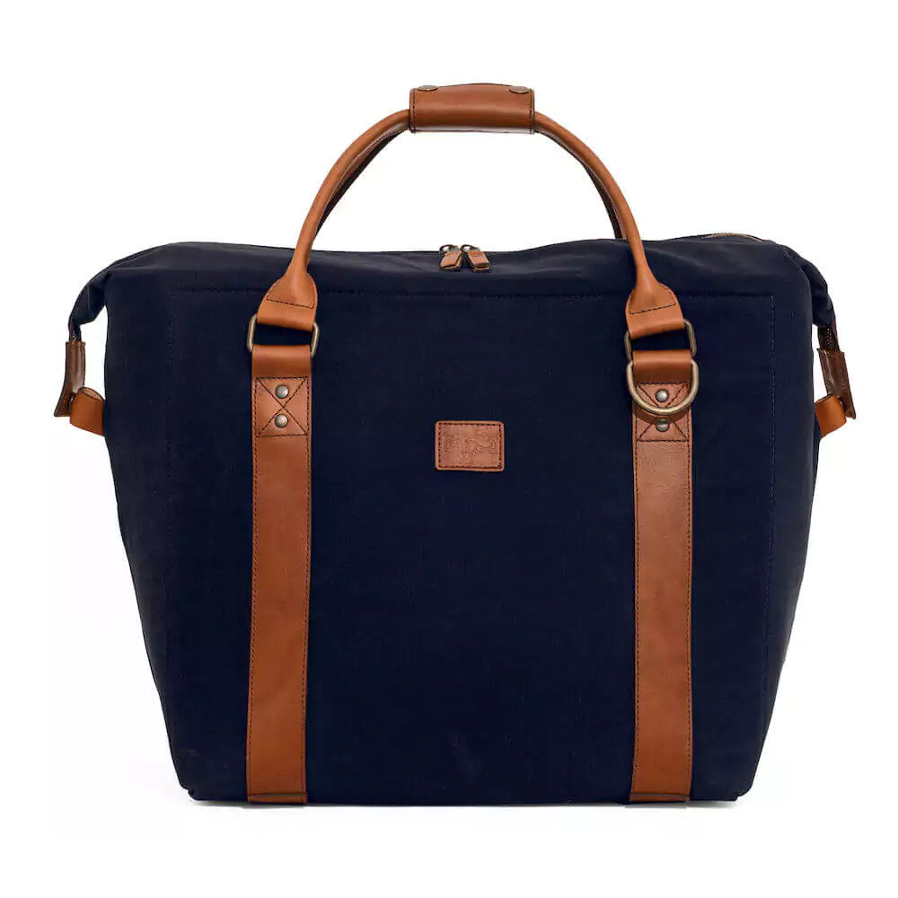 White Wing Waxed Canvas Large Cooler-Accessories > Beverage Carriers & Coolers > Waxed Canvas-Hickory-Navy-Mission Mercantile Leather Goods