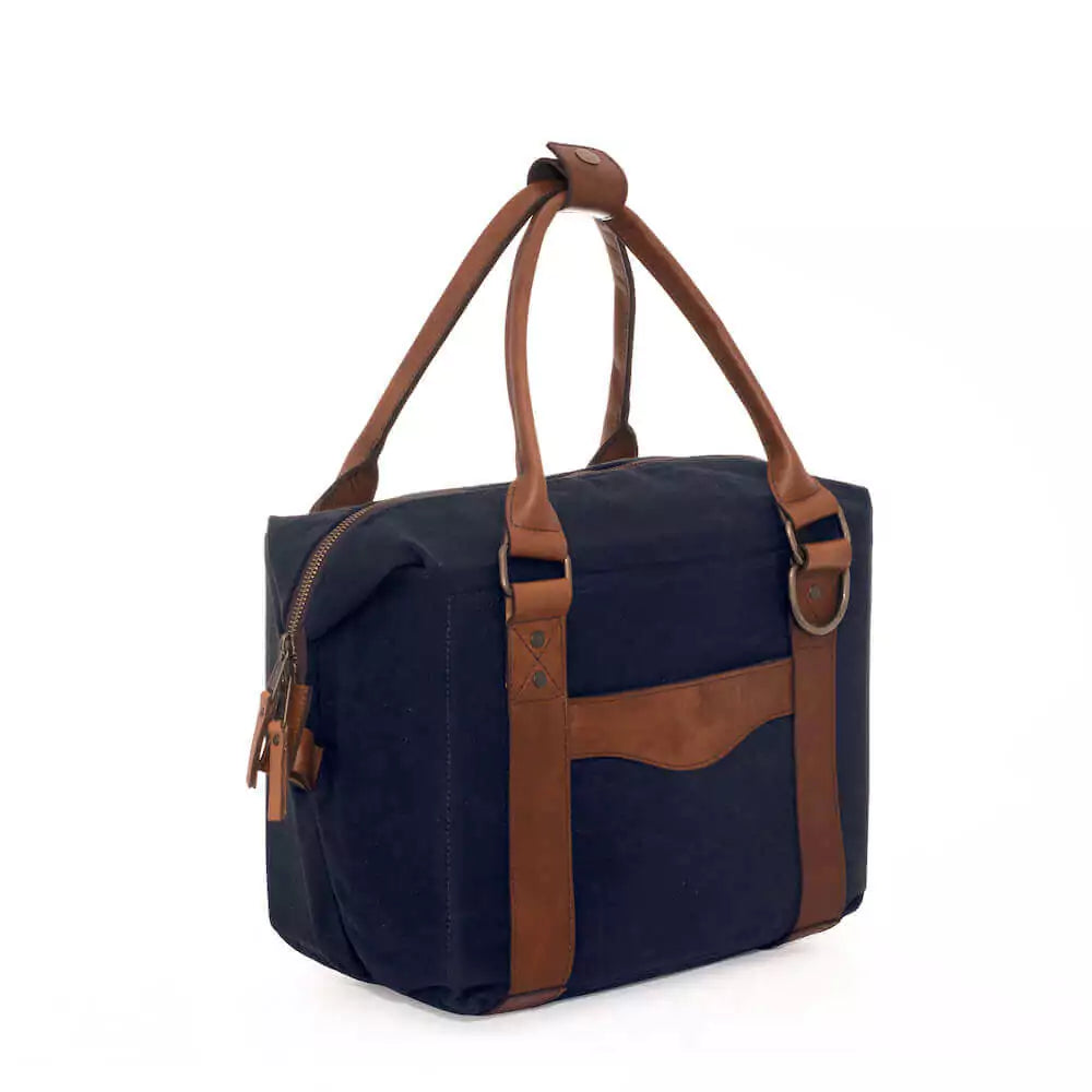White Wing Waxed Canvas Cooler-Accessories > Beverage Carriers & Coolers > Waxed Canvas-Hickory-Navy-Mission Mercantile Leather Goods