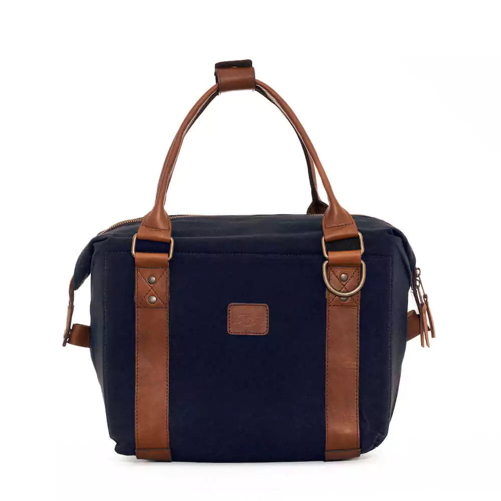 White Wing Waxed Canvas Cooler-Accessories > Beverage Carriers & Coolers > Waxed Canvas-Hickory-Navy-Mission Mercantile Leather Goods