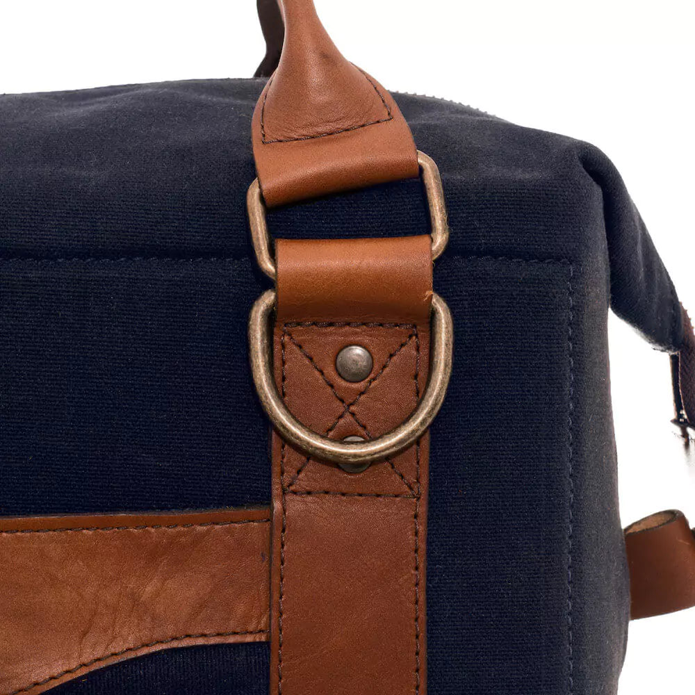 White Wing Waxed Canvas Cooler-Accessories > Beverage Carriers & Coolers > Waxed Canvas-Hickory-Navy-Mission Mercantile Leather Goods