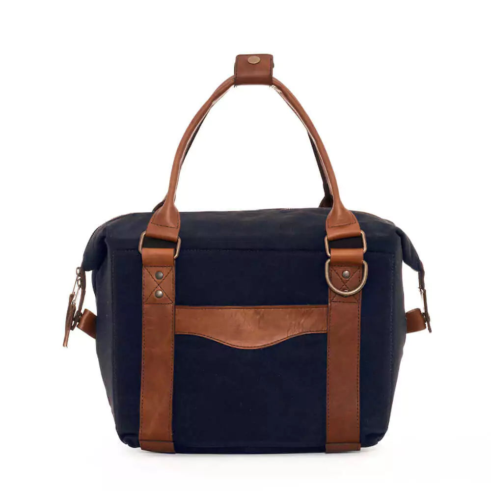 White Wing Waxed Canvas Cooler-Accessories > Beverage Carriers & Coolers > Waxed Canvas-Hickory-Navy-Mission Mercantile Leather Goods