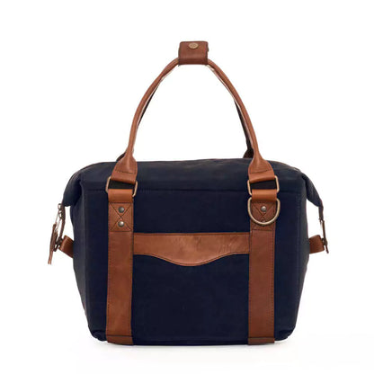 White Wing Waxed Canvas Cooler-Accessories > Beverage Carriers & Coolers > Waxed Canvas-Hickory-Navy-Mission Mercantile Leather Goods