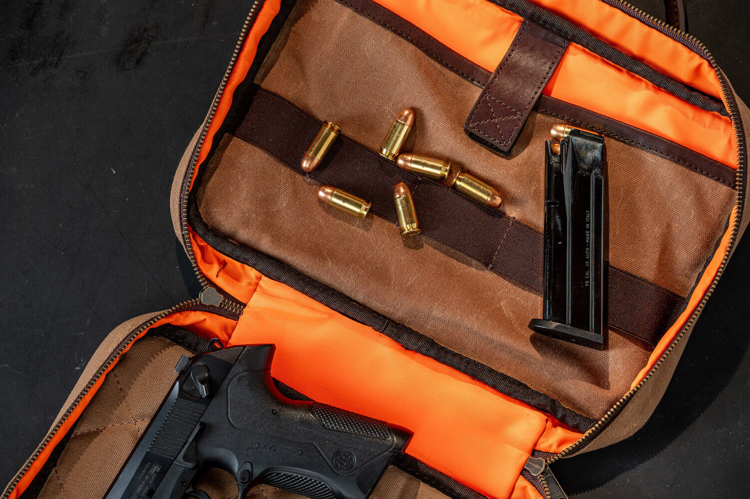 White Wing Waxed Canvas Deluxe Pistol Case-Bags > Hunting & Outdoor > Waxed Canvas-Smoke-Brown-Mission Mercantile Leather Goods