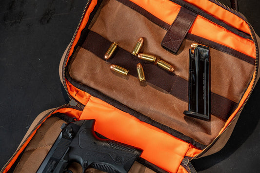 White Wing Waxed Canvas Deluxe Pistol Case-Bags > Hunting & Outdoor > Waxed Canvas-Smoke-Brown-Mission Mercantile Leather Goods