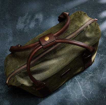 White Wing Waxed Canvas Cooler-Accessories > Beverage Carriers & Coolers > Waxed Canvas-Smoke-Forest-Mission Mercantile Leather Goods