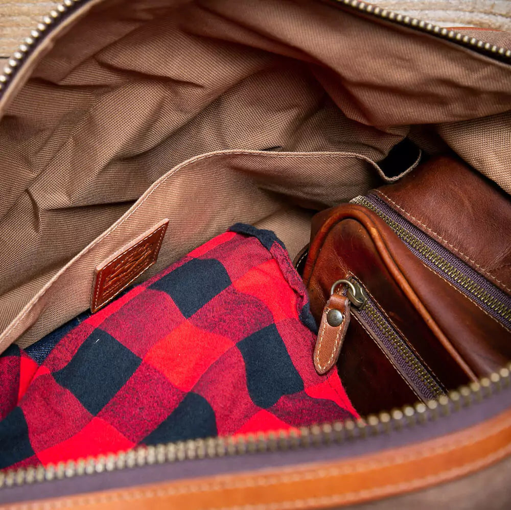 Campaign Waxed Canvas Medium Field Duffle Bag-Bags > Duffle Bag > Waxed Canvas-Smoke-Brown-Mission Mercantile Leather Goods