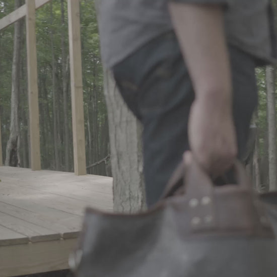 Heritage Waxed Canvas Original Ice Block Tote Bag-Bags > Tote > Waxed Canvas-Smoke-Brown-Mission Mercantile Leather Goods
