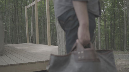 Heritage Waxed Canvas Original Ice Block Tote Bag-Bags > Tote > Waxed Canvas-Smoke-Brown-Mission Mercantile Leather Goods