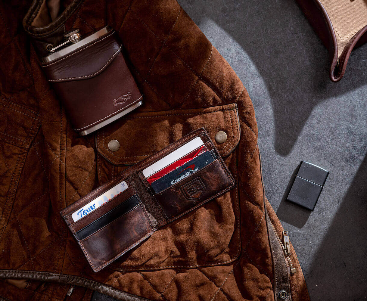 Campaign Leather Flask-Accessories > Beverage Carriers & Coolers > Leather-Smoke-Mission Mercantile Leather Goods