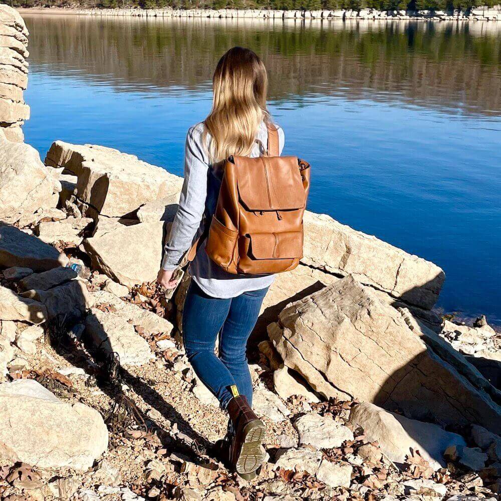 Ellington Leather Backpack-Bags > Backpack > Leather-Maple-Mission Mercantile Leather Goods