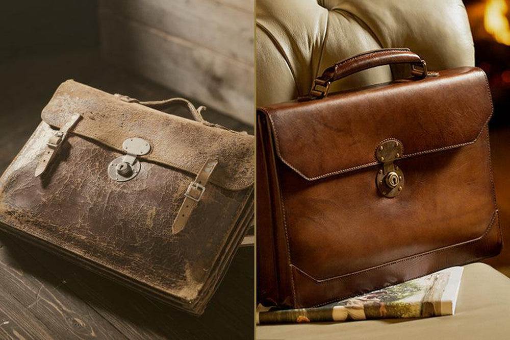Benjamin Leather Briefcase-Bags > Briefcase > Leather-Hickory-Mission Mercantile Leather Goods