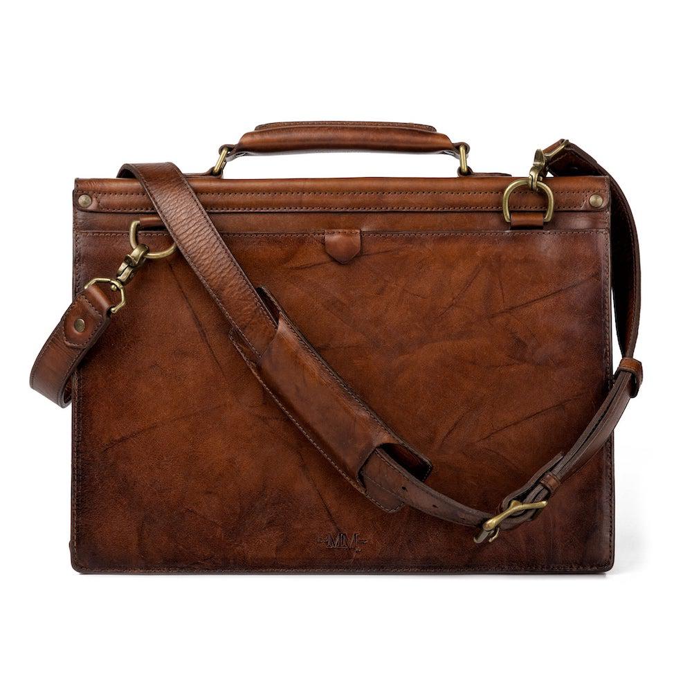 Benjamin Leather Briefcase-Bags > Briefcase > Leather-Hickory-Mission Mercantile Leather Goods