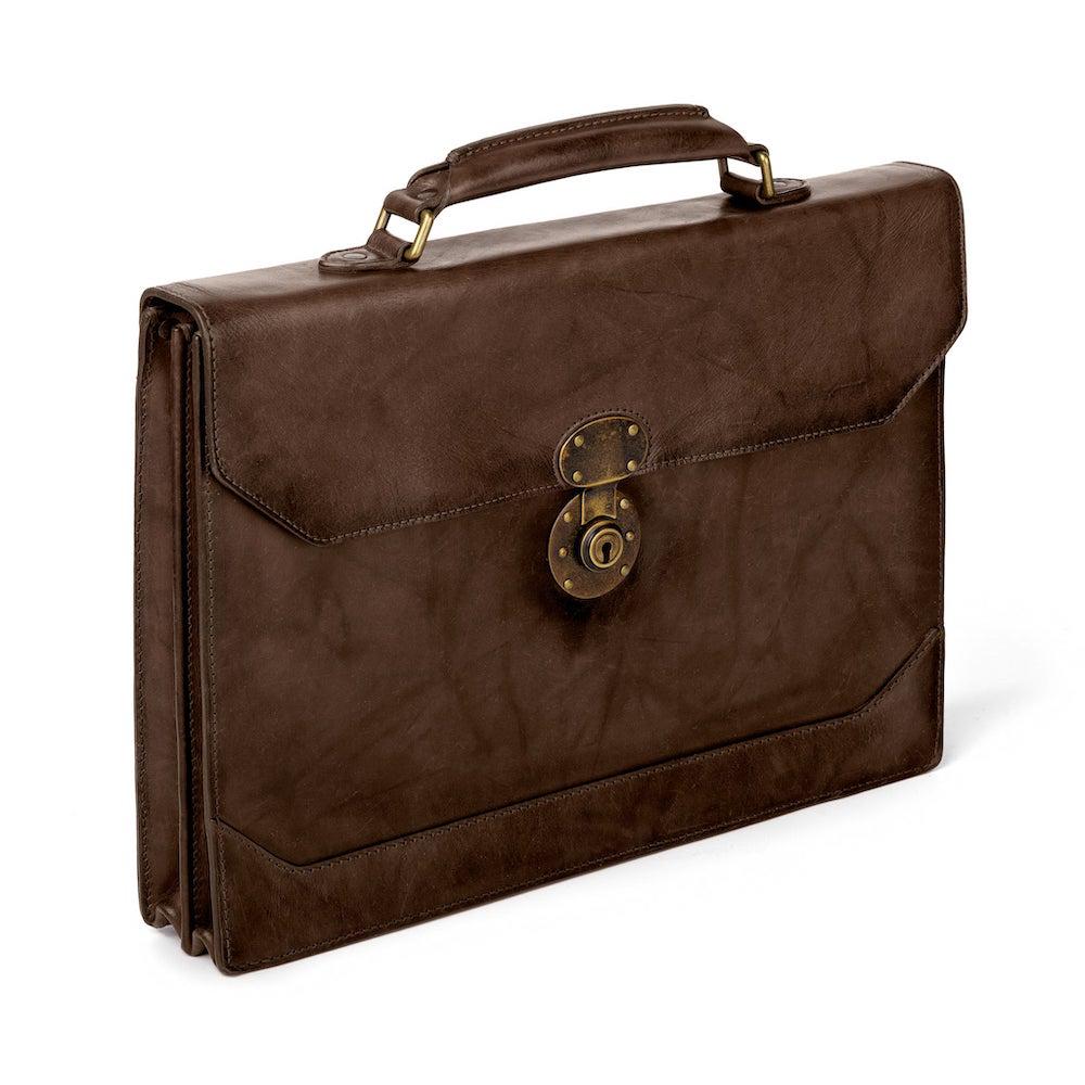 Benjamin Leather Briefcase-Bags > Briefcase > Leather-Walnut-Mission Mercantile Leather Goods