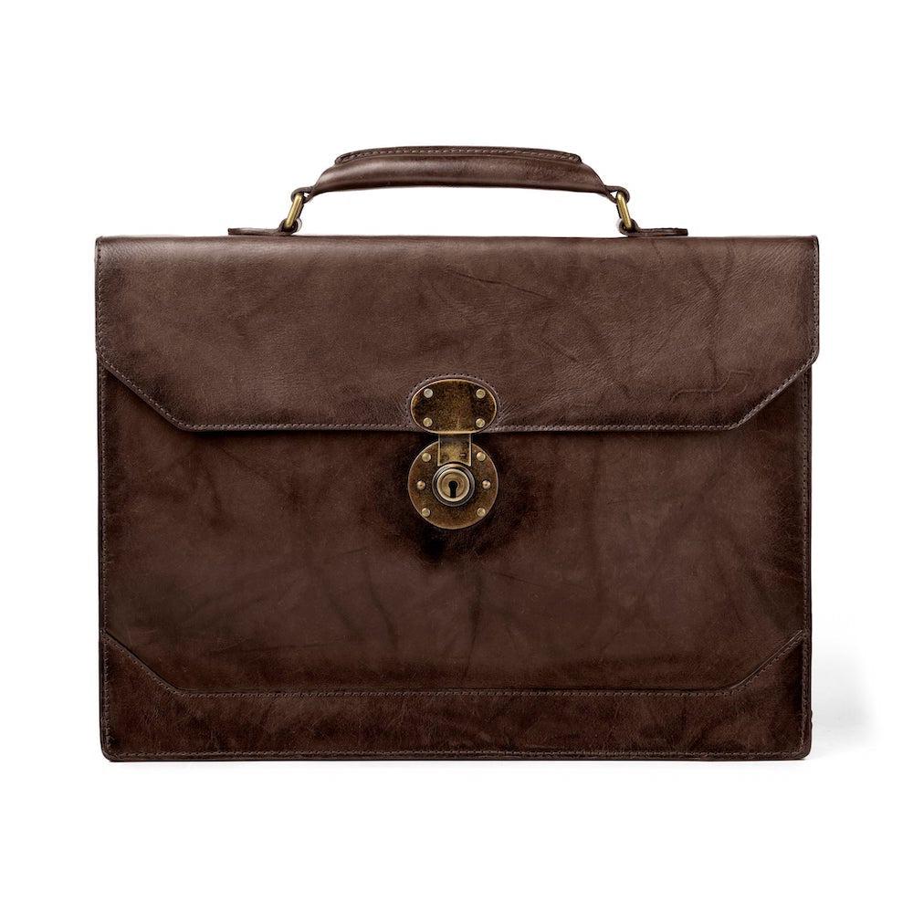 Benjamin Leather Briefcase-Bags > Briefcase > Leather-Walnut-Mission Mercantile Leather Goods
