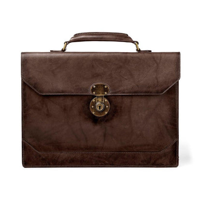 Benjamin Leather Briefcase-Bags > Briefcase > Leather-Walnut-Mission Mercantile Leather Goods