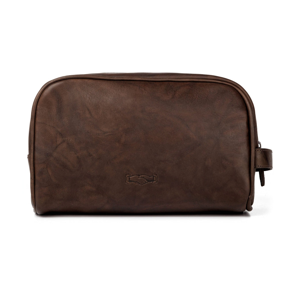 Benjamin Leather Wash Bag-Bags > Toiletry Bag > Leather-Walnut-Mission Mercantile Leather Goods