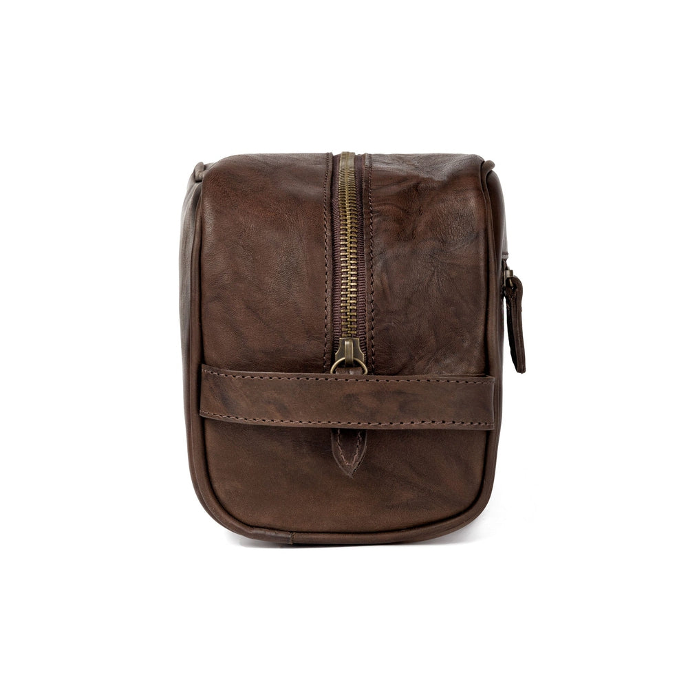 Benjamin Leather Wash Bag-Bags > Toiletry Bag > Leather-Walnut-Mission Mercantile Leather Goods