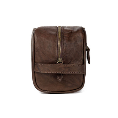 Benjamin Leather Wash Bag-Bags > Toiletry Bag > Leather-Walnut-Mission Mercantile Leather Goods