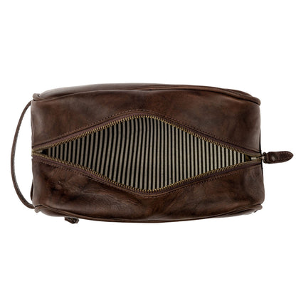 Benjamin Leather Wash Bag-Bags > Toiletry Bag > Leather-Walnut-Mission Mercantile Leather Goods