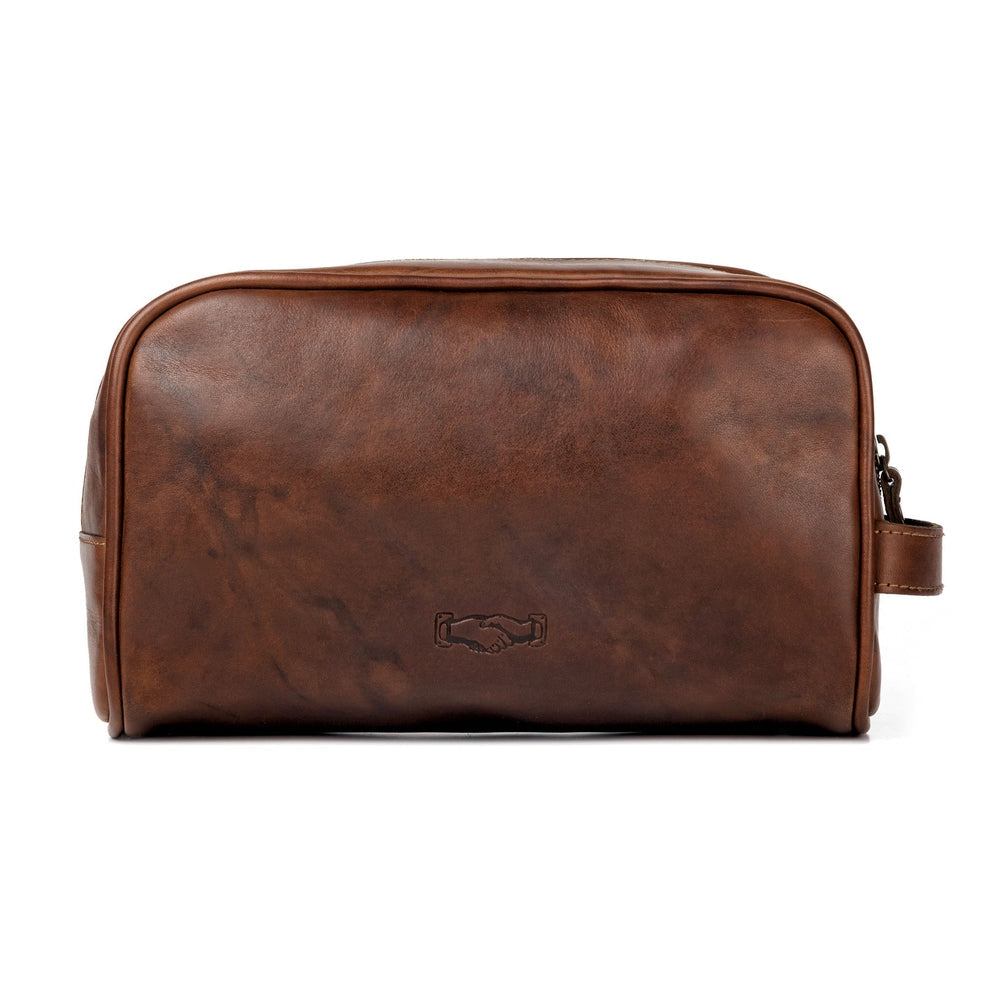 Benjamin Leather Wash Bag-Bags > Toiletry Bag > Leather-Hickory-Mission Mercantile Leather Goods