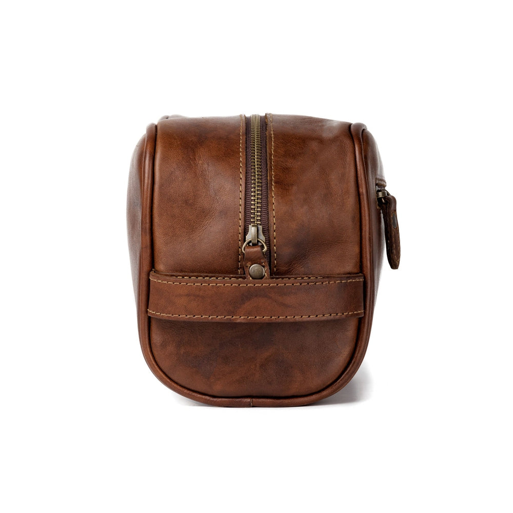 Benjamin Leather Wash Bag-Bags > Toiletry Bag > Leather-Hickory-Mission Mercantile Leather Goods