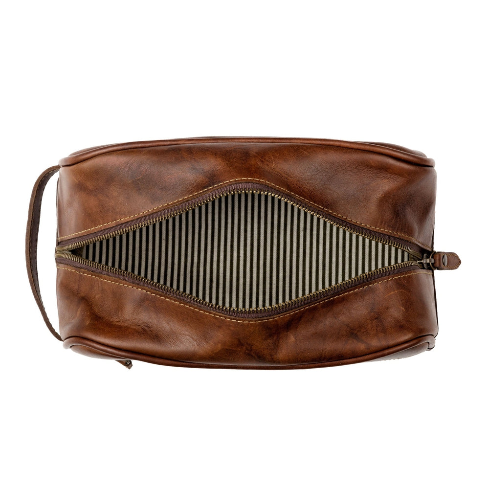 Benjamin Leather Wash Bag-Bags > Toiletry Bag > Leather-Hickory-Mission Mercantile Leather Goods