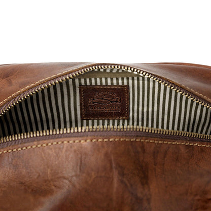 Benjamin Leather Wash Bag-Bags > Toiletry Bag > Leather-Hickory-Mission Mercantile Leather Goods