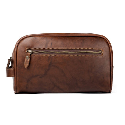 Benjamin Leather Wash Bag-Bags > Toiletry Bag > Leather-Hickory-Mission Mercantile Leather Goods