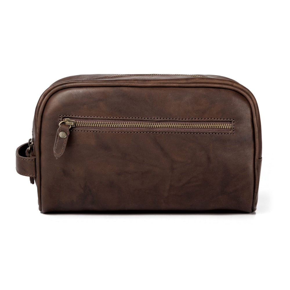 Benjamin Leather Wash Bag-Bags > Toiletry Bag > Leather-Walnut-Mission Mercantile Leather Goods