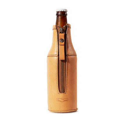 Campaign Leather Bottle Koozie-Accessories > Beverage Carriers & Coolers > Leather-Saddle-None-Mission Mercantile Leather Goods