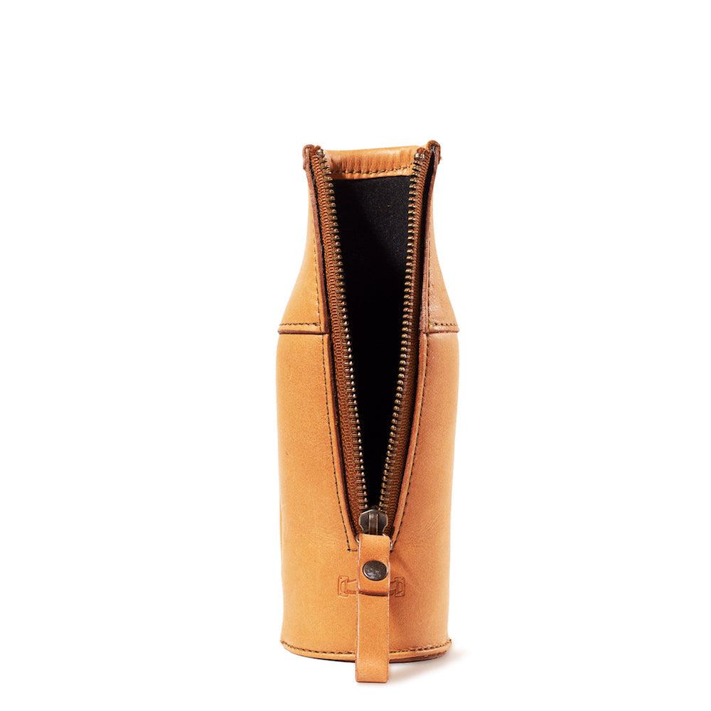 Campaign Leather Bottle Koozie-Accessories > Beverage Carriers & Coolers > Leather-Saddle-None-Mission Mercantile Leather Goods