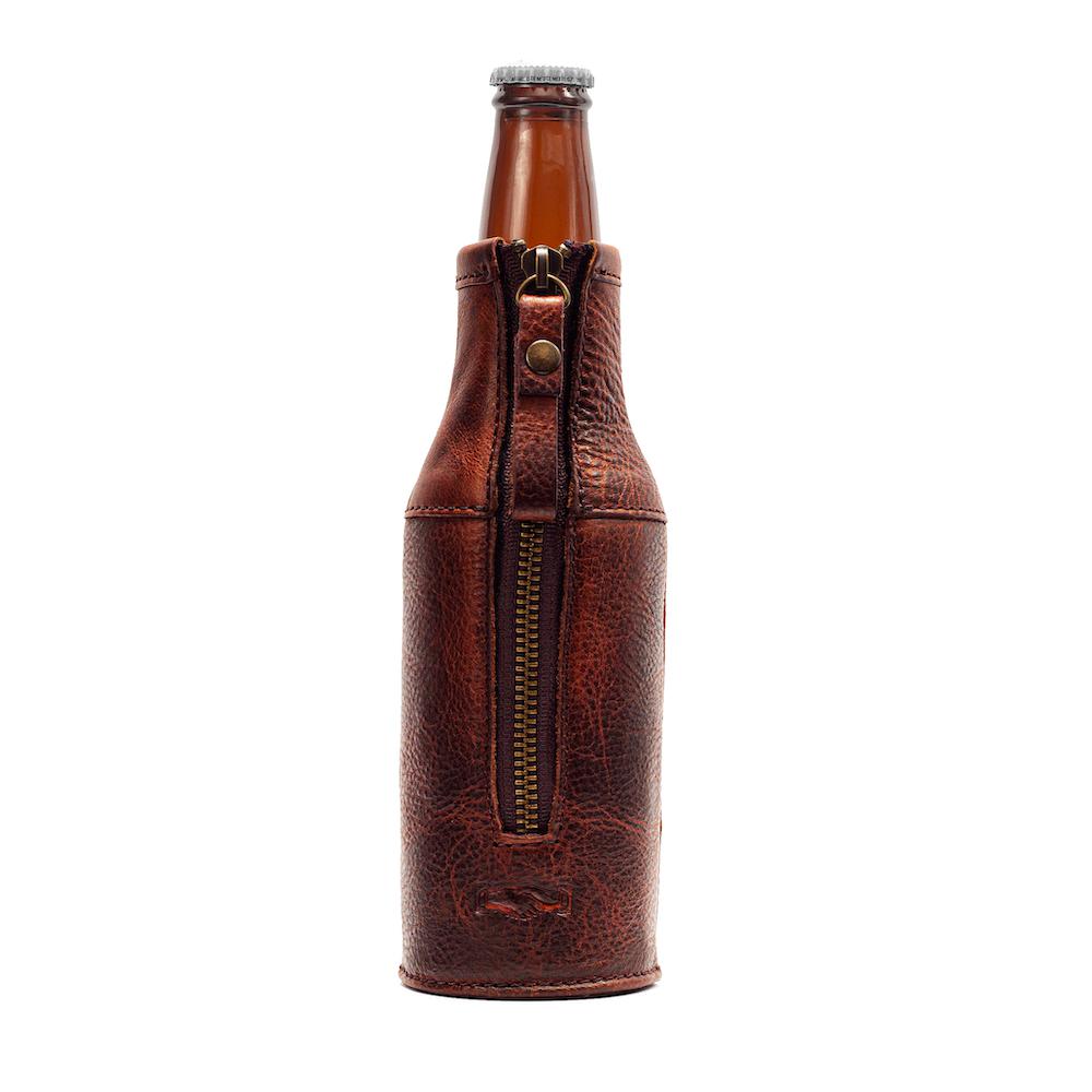 Campaign Leather Bottle Koozie-Accessories > Beverage Carriers & Coolers > Leather-Whiskey-None-Mission Mercantile Leather Goods