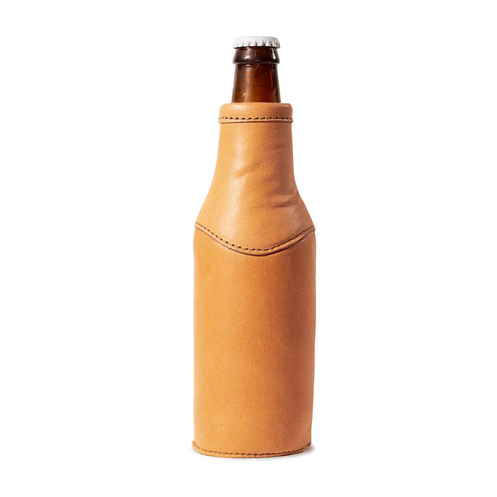 Campaign Leather Bottle Koozie-Accessories > Beverage Carriers & Coolers > Leather-Saddle-None-Mission Mercantile Leather Goods