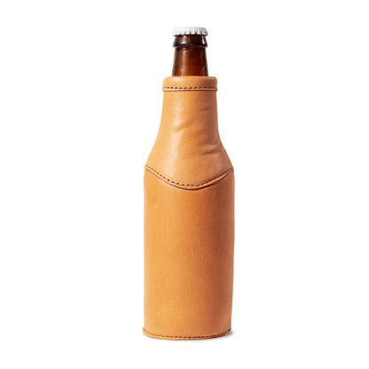 Campaign Leather Bottle Koozie-Accessories > Beverage Carriers & Coolers > Leather-Saddle-None-Mission Mercantile Leather Goods