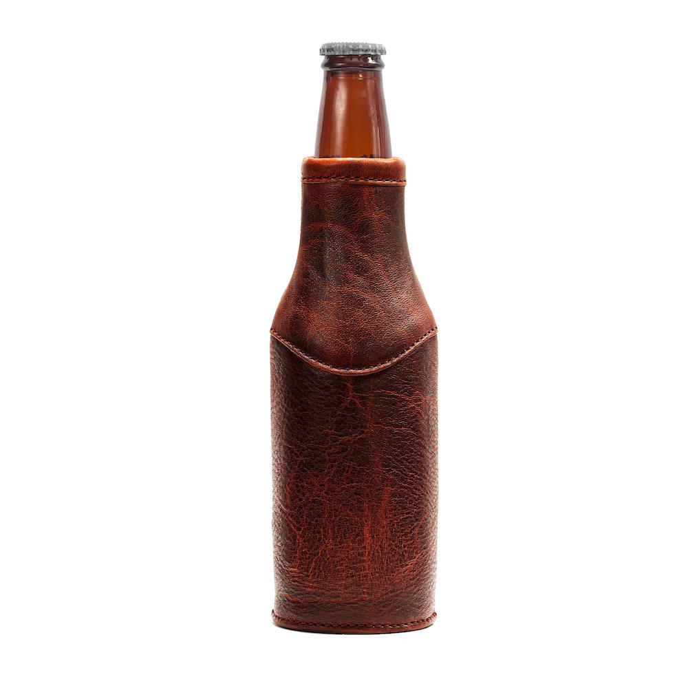 Campaign Leather Bottle Koozie-Accessories > Beverage Carriers & Coolers > Leather-Whiskey-None-Mission Mercantile Leather Goods