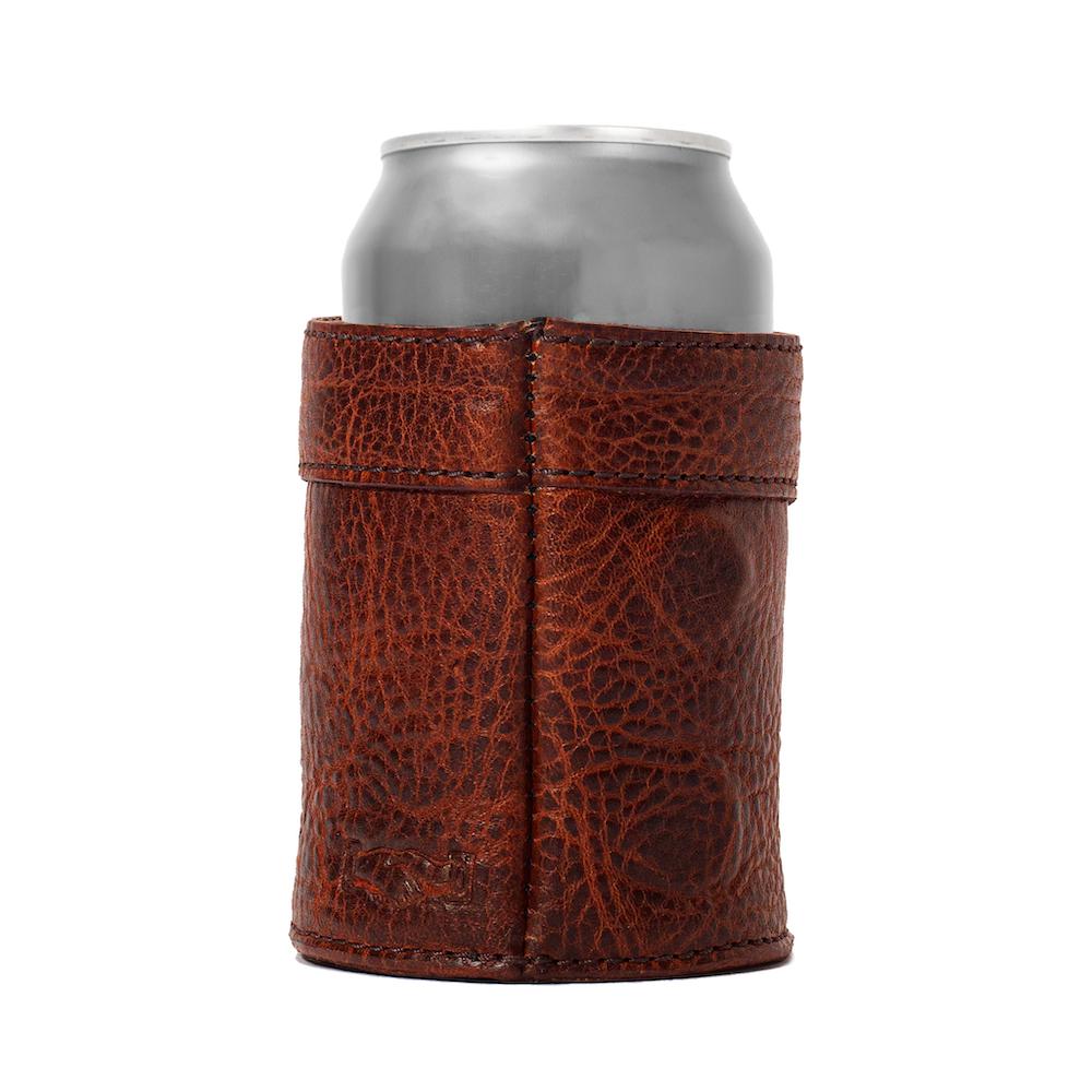Campaign Leather Can Koozie-Accessories > Beverage Carriers & Coolers > Leather-Whiskey-None-Mission Mercantile Leather Goods