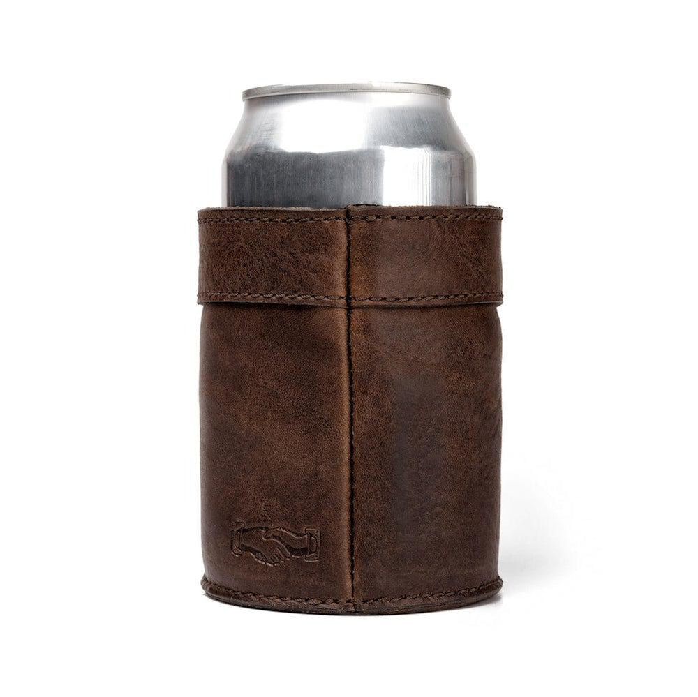 Campaign Leather Can Koozie-Accessories > Beverage Carriers & Coolers > Leather-Smoke-Mission Mercantile Leather Goods