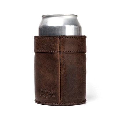 Campaign Leather Can Koozie-Accessories > Beverage Carriers & Coolers > Leather-Smoke-Mission Mercantile Leather Goods