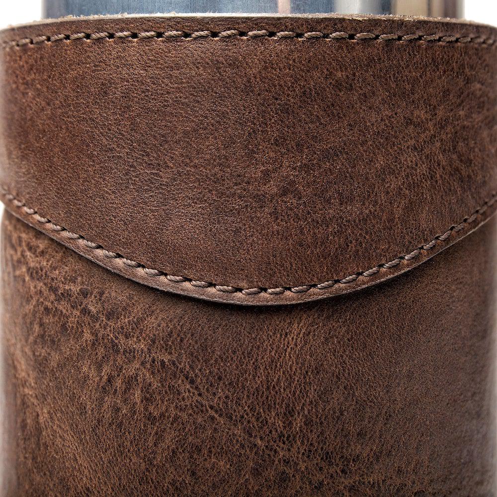 Campaign Leather Can Koozie-Accessories > Beverage Carriers & Coolers > Leather-Smoke-Mission Mercantile Leather Goods
