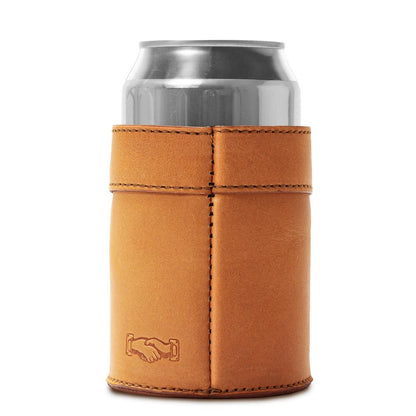 Campaign Leather Can Koozie-Accessories > Beverage Carriers & Coolers > Leather-Saddle-None-Mission Mercantile Leather Goods