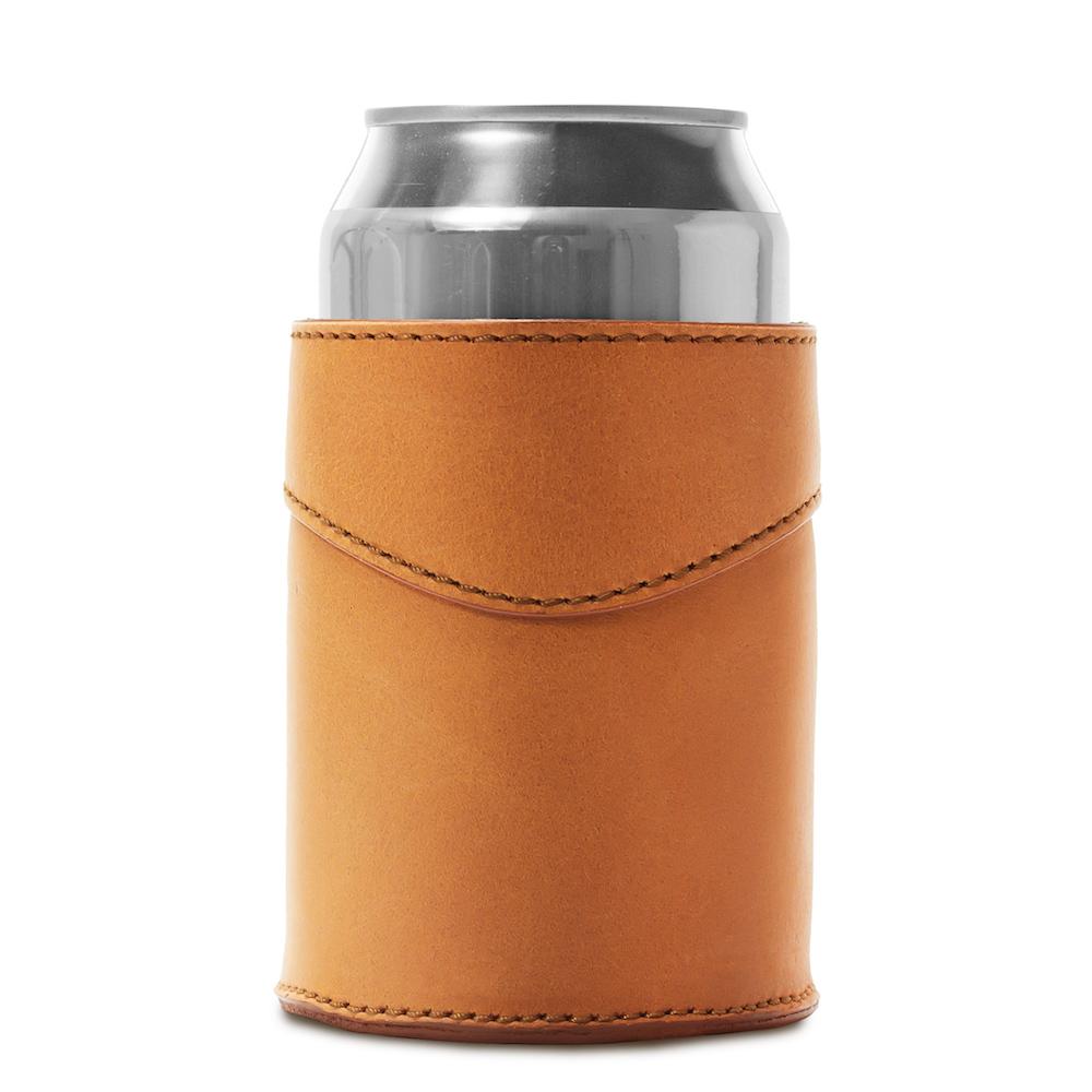 Campaign Leather Can Koozie-Accessories > Beverage Carriers & Coolers > Leather-Saddle-None-Mission Mercantile Leather Goods