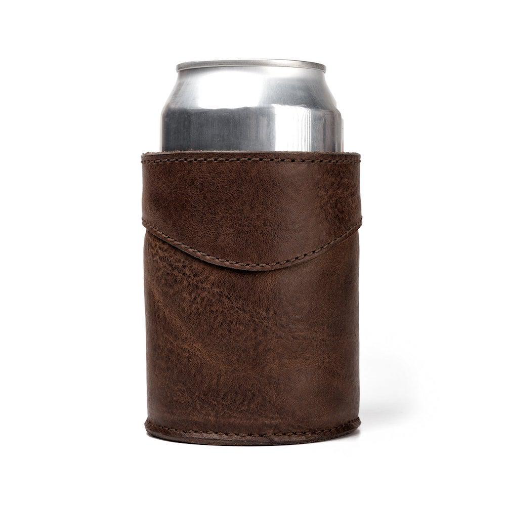 Campaign Leather Can Koozie-Accessories > Beverage Carriers & Coolers > Leather-Smoke-Mission Mercantile Leather Goods