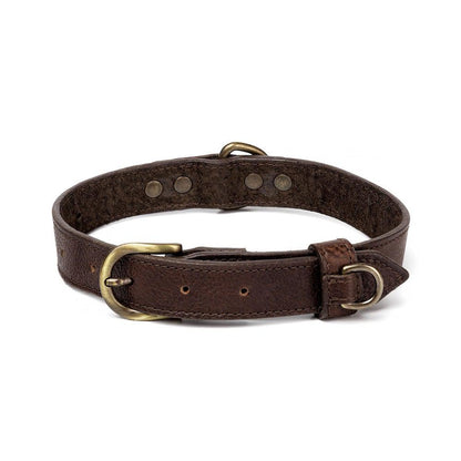 Campaign Leather Dog Collar-Hunting & Outdoor > Pet Collar & Leash > Leather-Smoke-Mission Mercantile Leather Goods