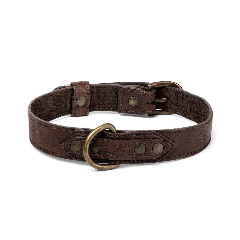 Campaign Leather Dog Collar-Hunting & Outdoor > Pet Collar & Leash > Leather-Smoke-Mission Mercantile Leather Goods